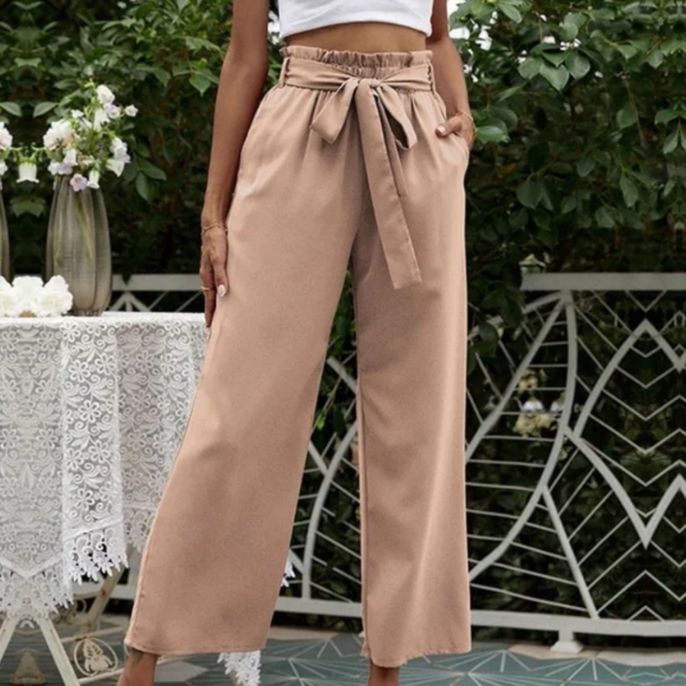 Joie cropped light blue wide leg trousers pants belted NWT in xs